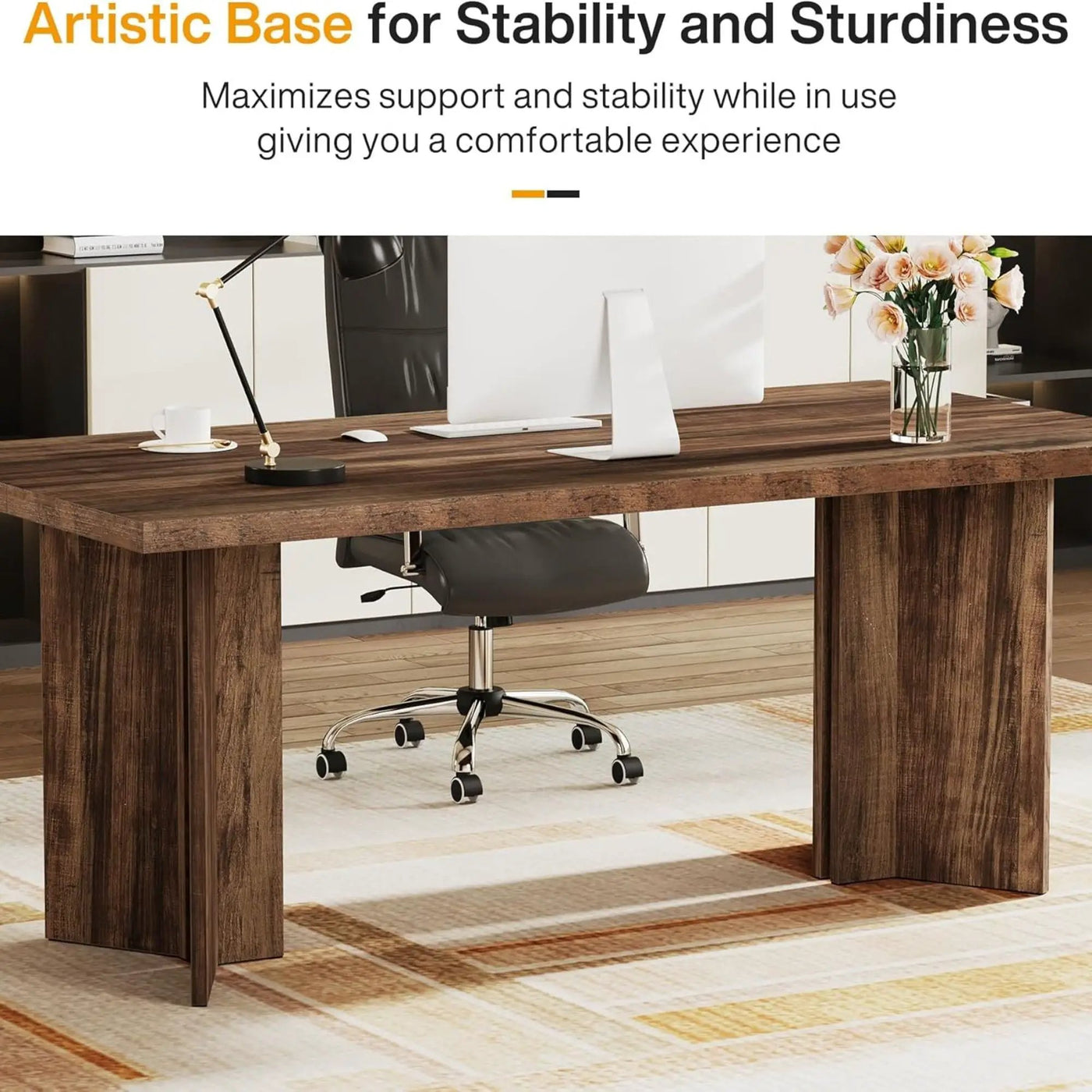 Executive Desk, Vintage Computer Workstation With Thickened Tabletop by HouseOfZazla