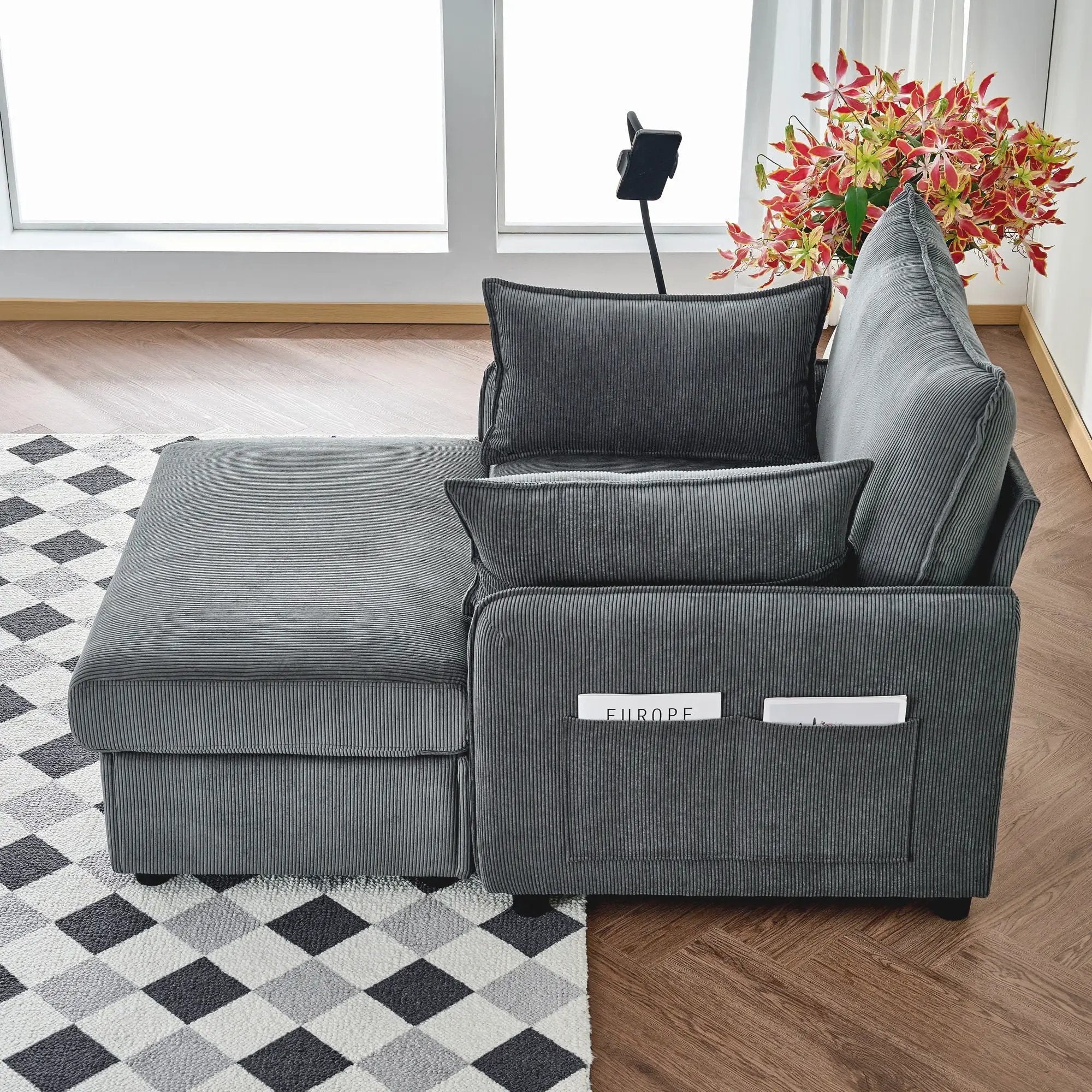 Comfy Oversized Chaise Lounge Chair With Ottoman And Storage by HouseOfZazla