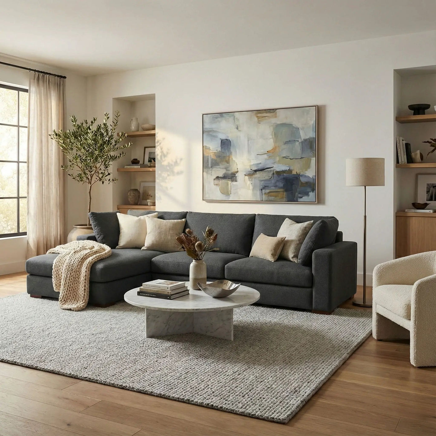 Charlie - Upholstered Deep Seater Sectional Sofa by HouseOfZazla