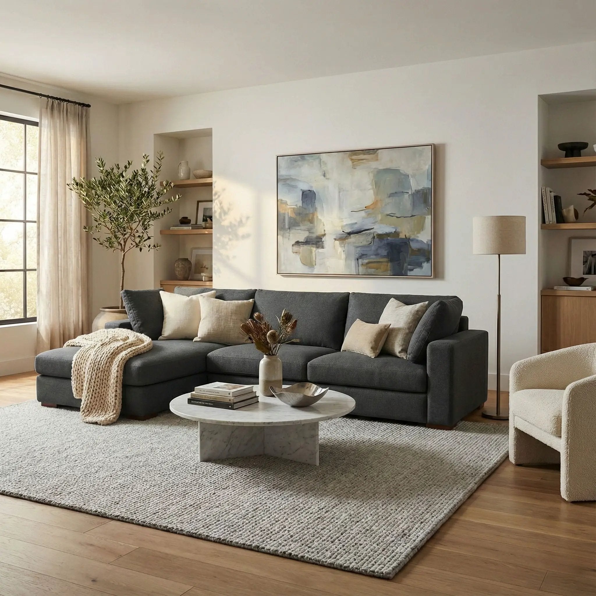 Charlie - Upholstered Deep Seater Sectional Sofa by HouseOfZazla