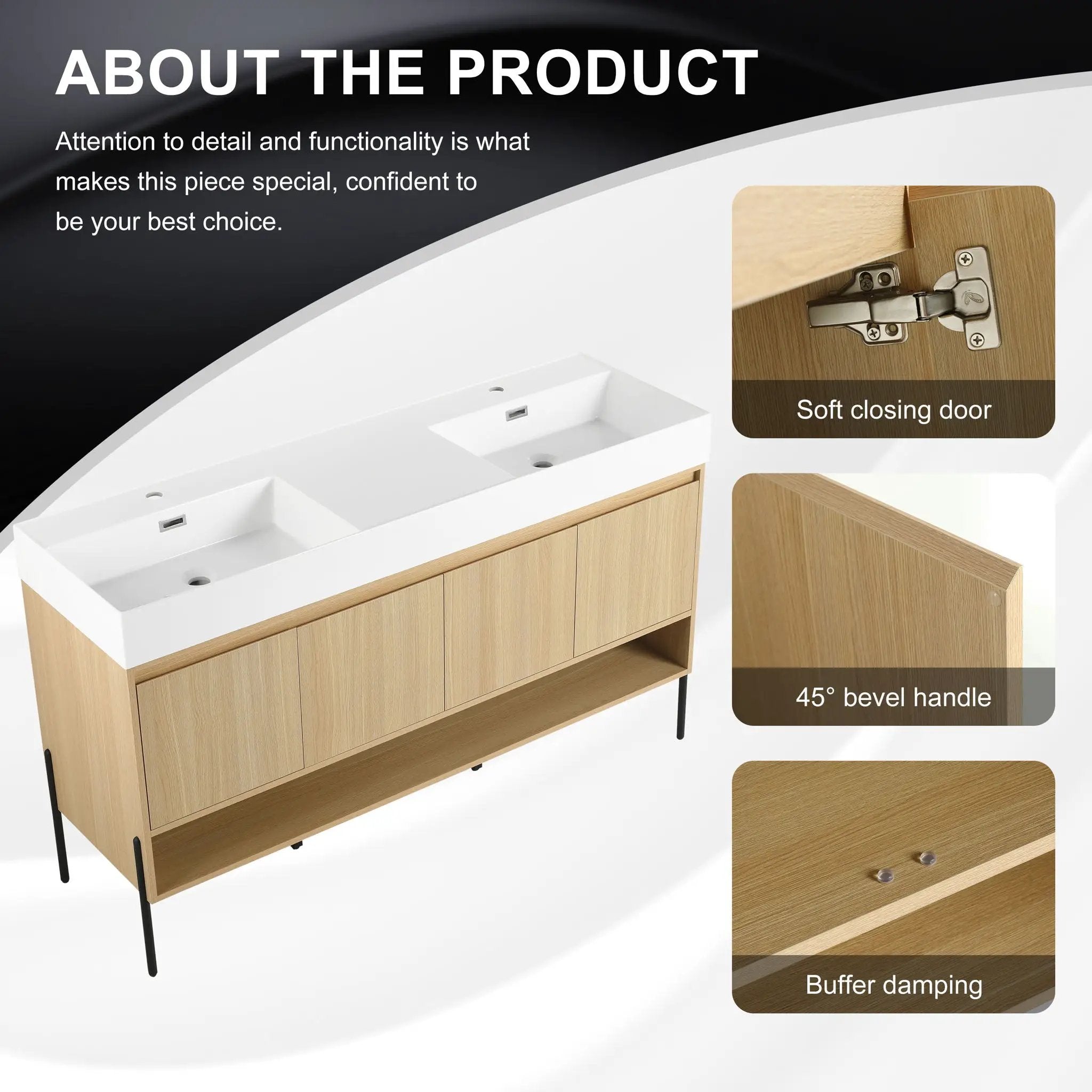 Modern Bathroom Vanity Combo With Single Resin Sink And Storage Cabinet by HouseOfZazla
