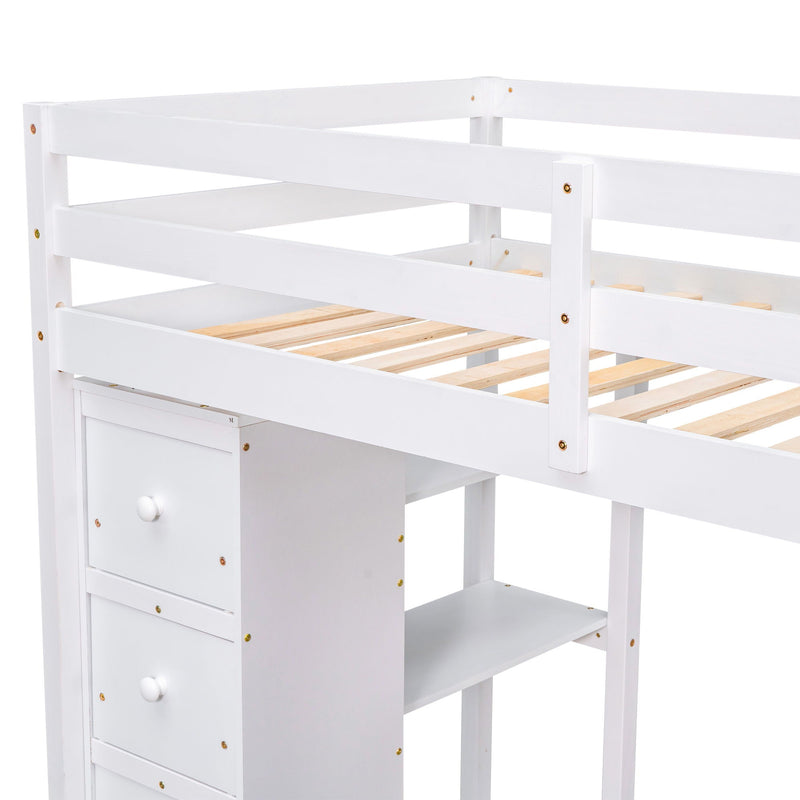 Loft Bed With Storage Drawers, Desk And Stairs With Shelves by HouseOfZazla