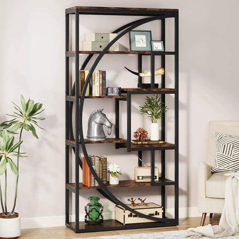 5 Tier Etagere Bookshelf With 8 Open Shelves Organizer For Living Room by HouseOfZazla