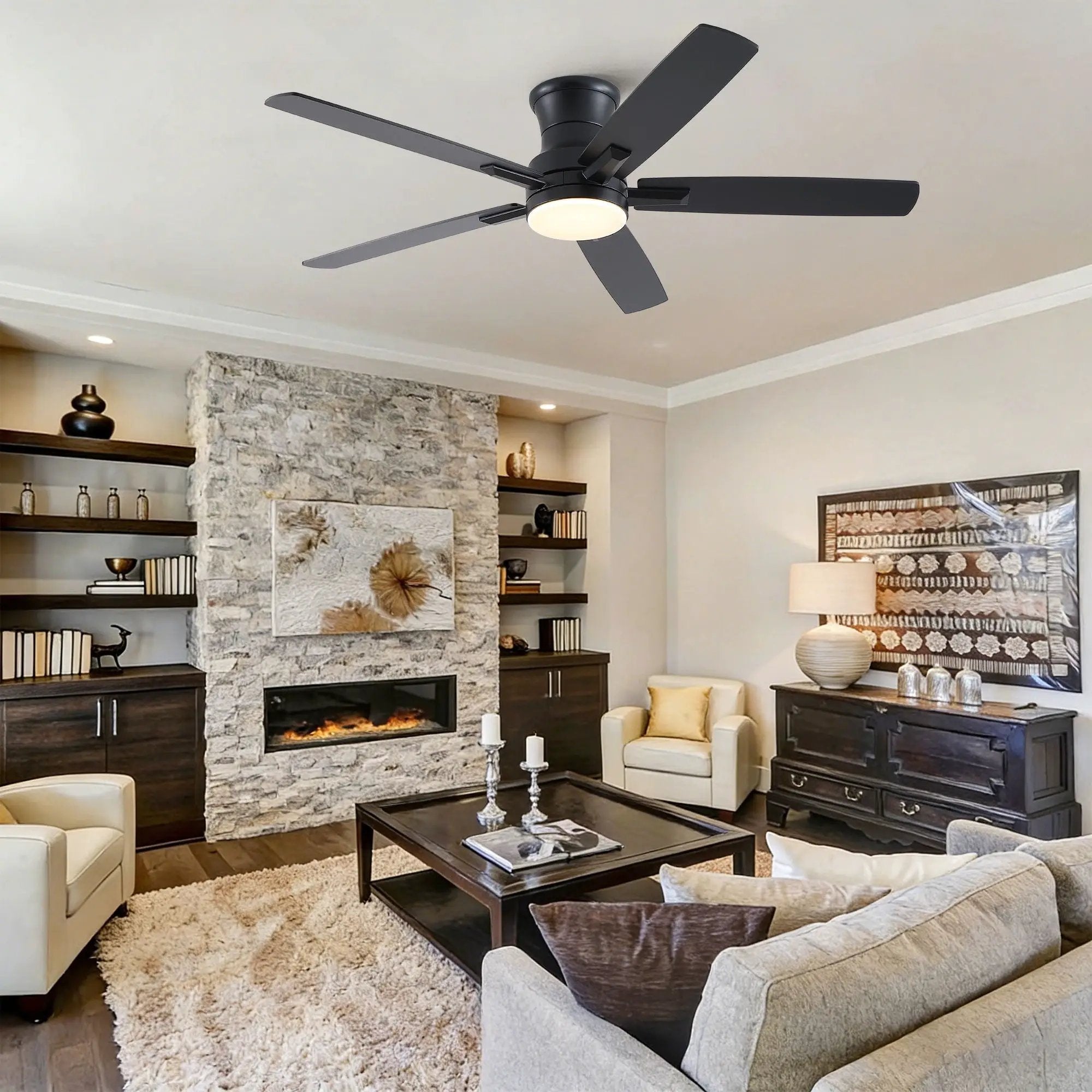 Mordern Flush Mount Ceiling Fan With Light And Remote Control by Unique Piece Furniture
