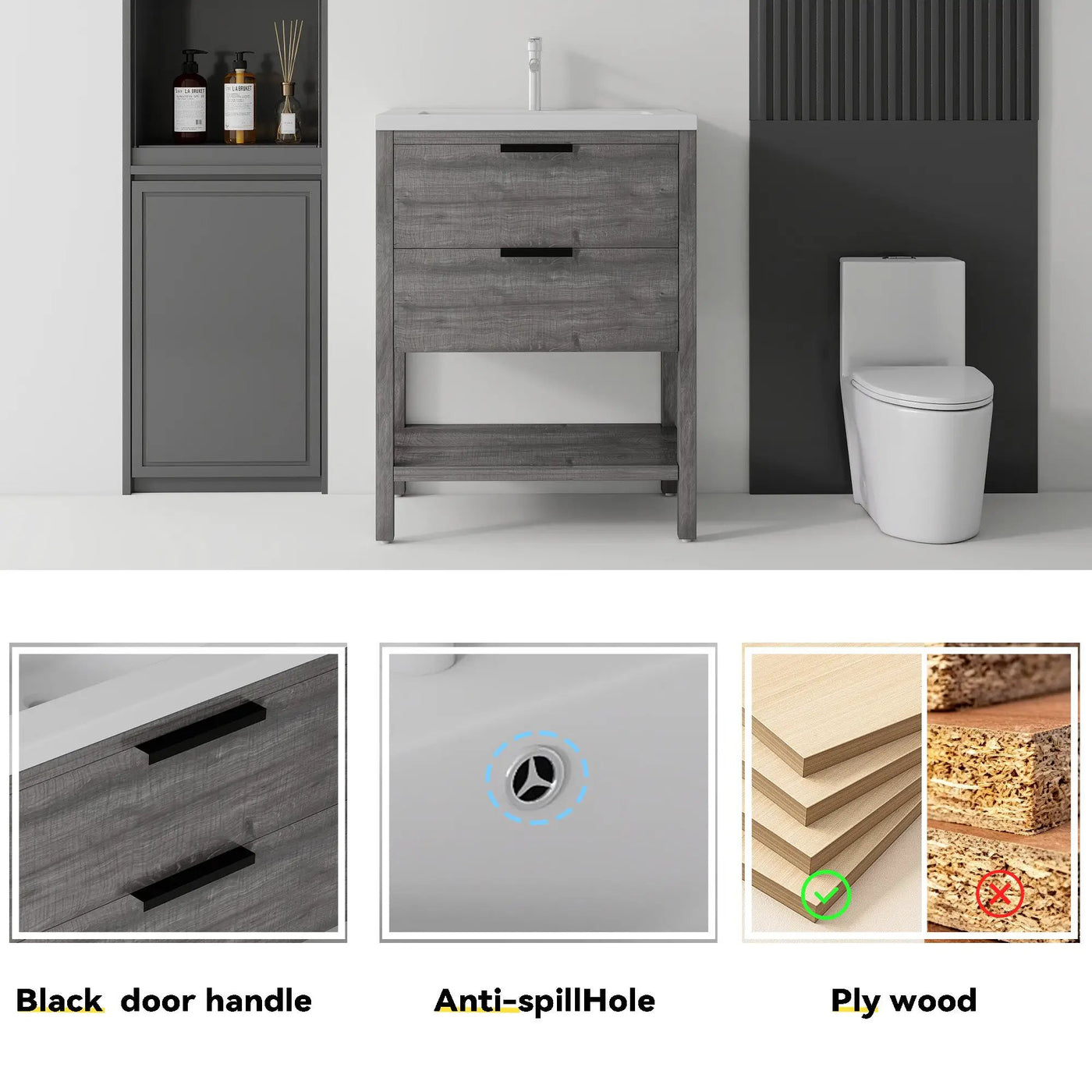24 Inch Freestanding Bathroom Vanity with Sink by HouseOfZazla
