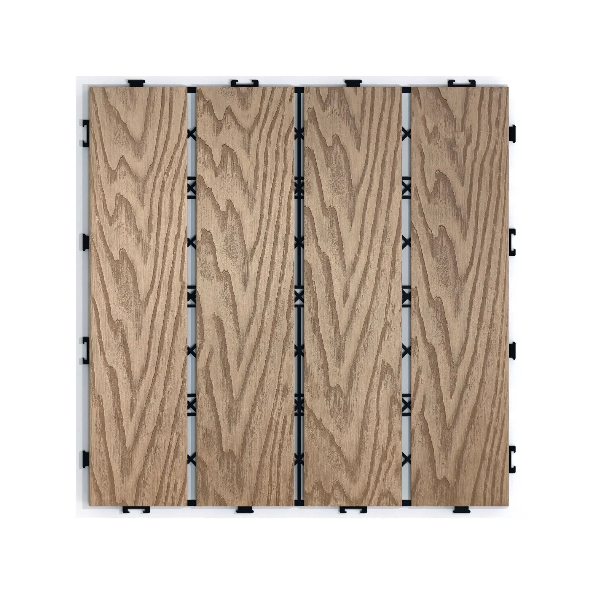 Patio Deck Tiles, Interlocking Diy Flooring For Indoor / Outdoor Use (Set of 22) - Teak by HouseOfZazla