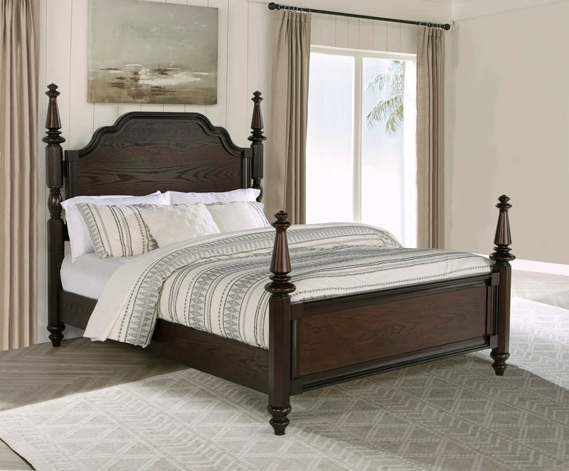 Andover 63-inch Four Poster Queen Bed Dark Oak by Unique Piece Furniture
