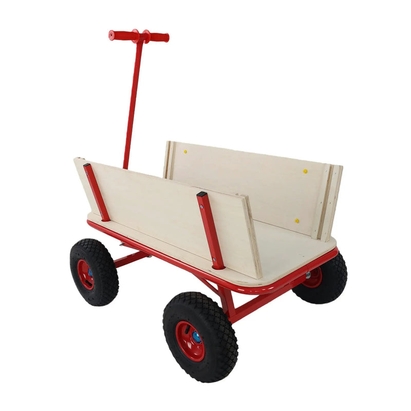 Wooden Children's Outdoor Stroller with Four-Wheel Design