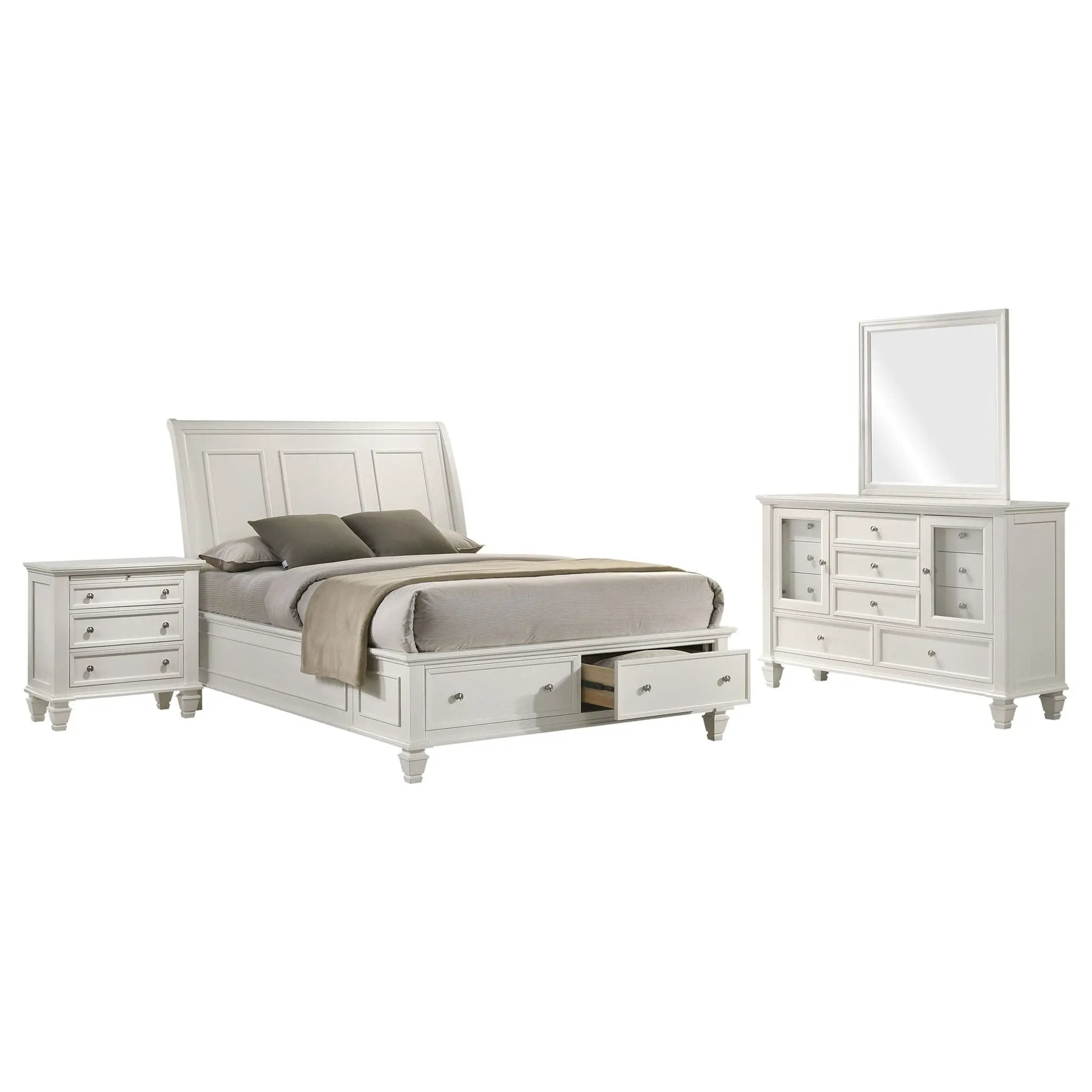 Rocco - 4 Piece Queen Bedroom Set - Cream White by HouseOfZazla