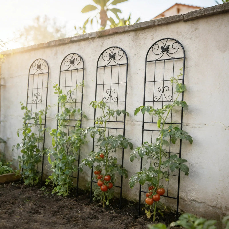 4 Pack Metal Garden Trellis 86.7" x 19.7" Rustproof Trellis for Climbing Plants Outdoor Flower Support Black by HouseOfZazla