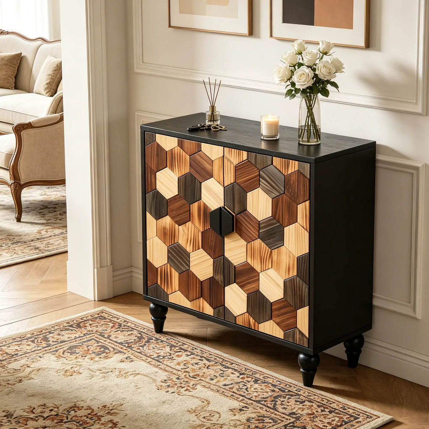 30.31" Modern Accent Cabinet with Honeycomb Pattern by HouseOfZazla