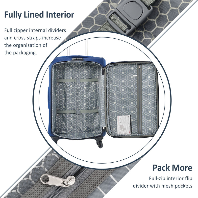 Softside Luggage Expandable 3 Piece Set Suitcase Upright Spinner Softshell Lightweight Luggage Travel Set by HouseOfZazla