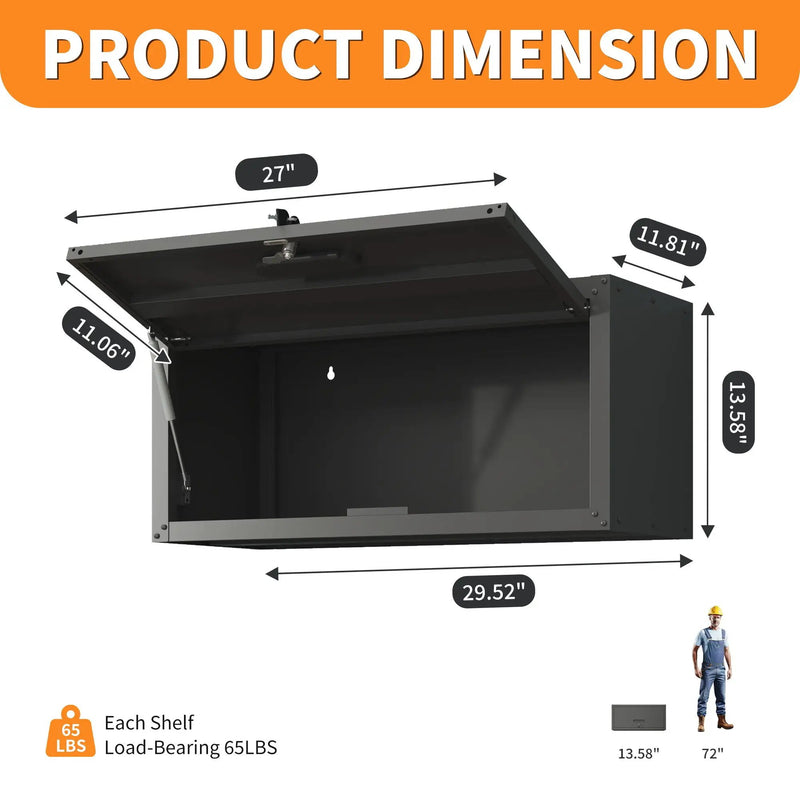 Heavy Duty, Metal Wall Mounted Tool Storage Cabinet Steel Metal Garage Storage Cabinet - Black / Gray by HouseOfZazla
