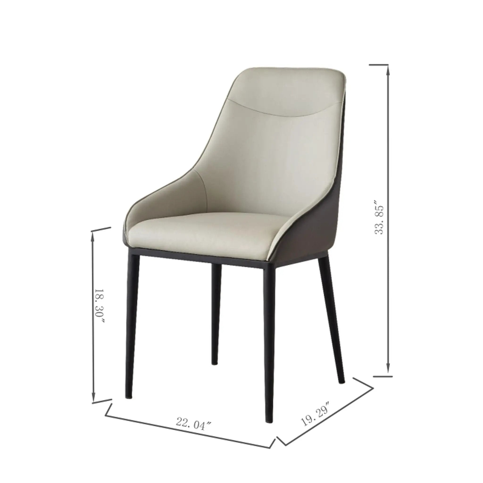Modern Dining Chair Set Upholstered Seats Steel Metal Legs 2 Tone Contemporary Kitchen Living Room Furniture (Set of 2) - Black / Gray by Unique Piece Furniture