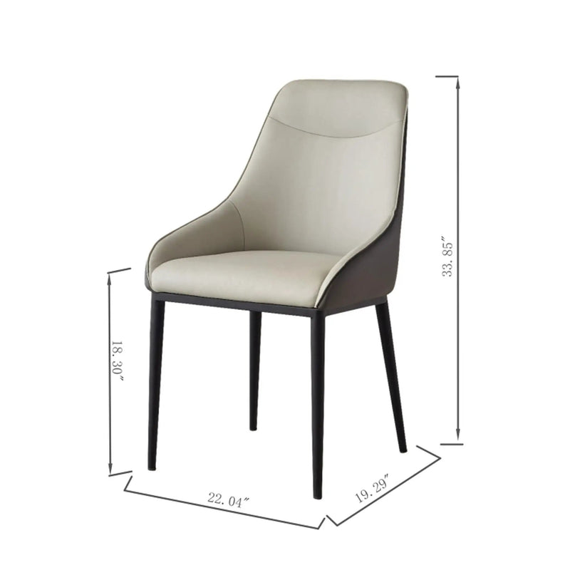 Modern Dining Chair Set Upholstered Seats Steel Metal Legs 2 Tone Contemporary Kitchen Living Room Furniture (Set of 2) - Black / Gray by Unique Piece Furniture