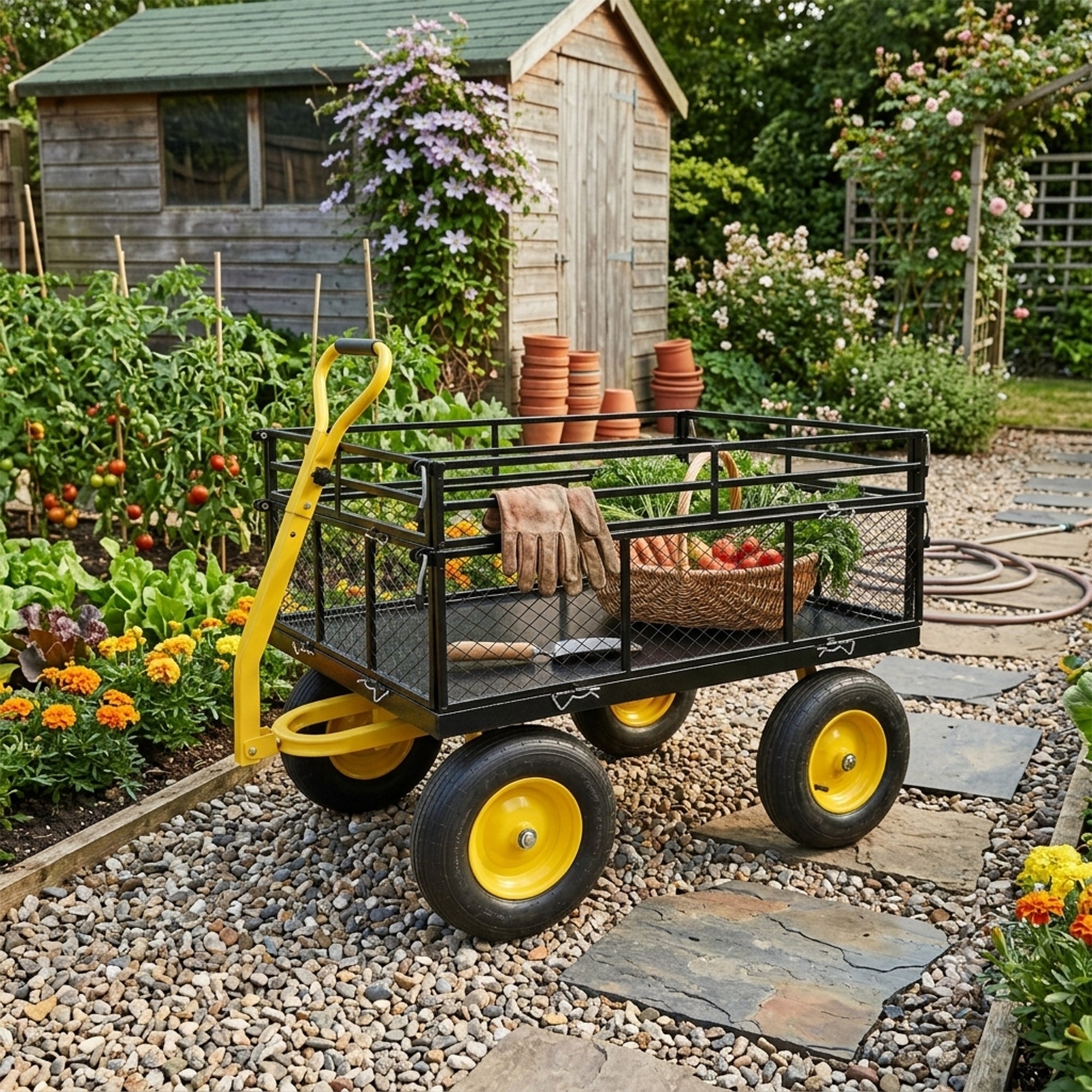 Steel Garden Cart, Heavy Duty 1400 lbs Capacity by HouseOfZazla