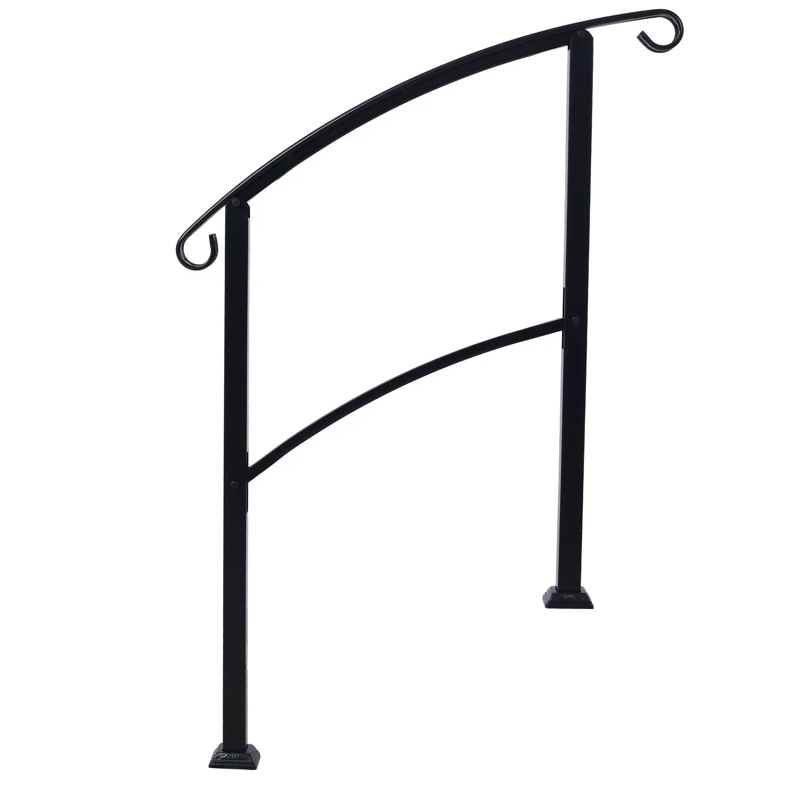 Handrails For Outdoor Steps, Fit 1 Or 3 Steps Outdoor Stair Railing, Flexible Front Porch Hand Rail, Transitional Handrails For Concrete Steps Or Wooden Stairs - Black by Unique Piece Furniture