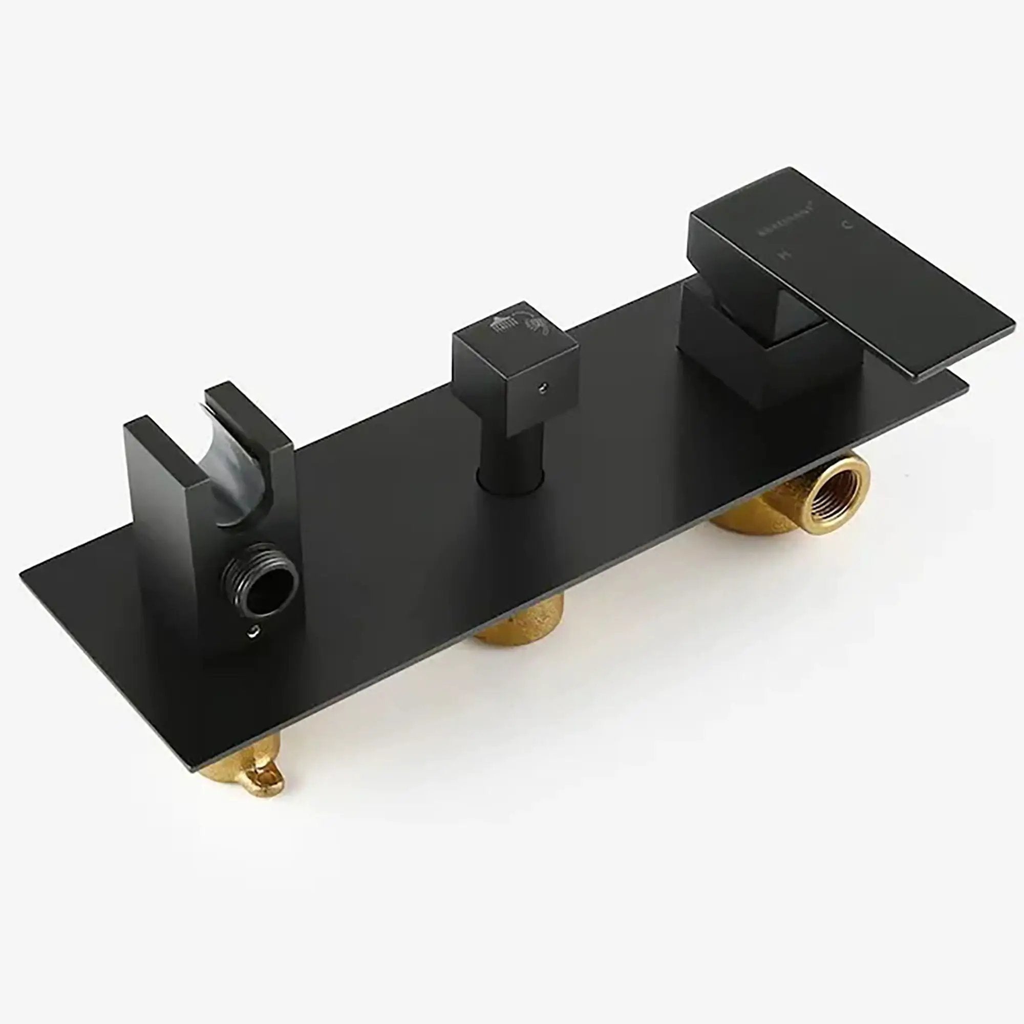 Brass Shower System With 10" Rainfall Shower Head And Handheld Sprayer - Matte Black by HouseOfZazla