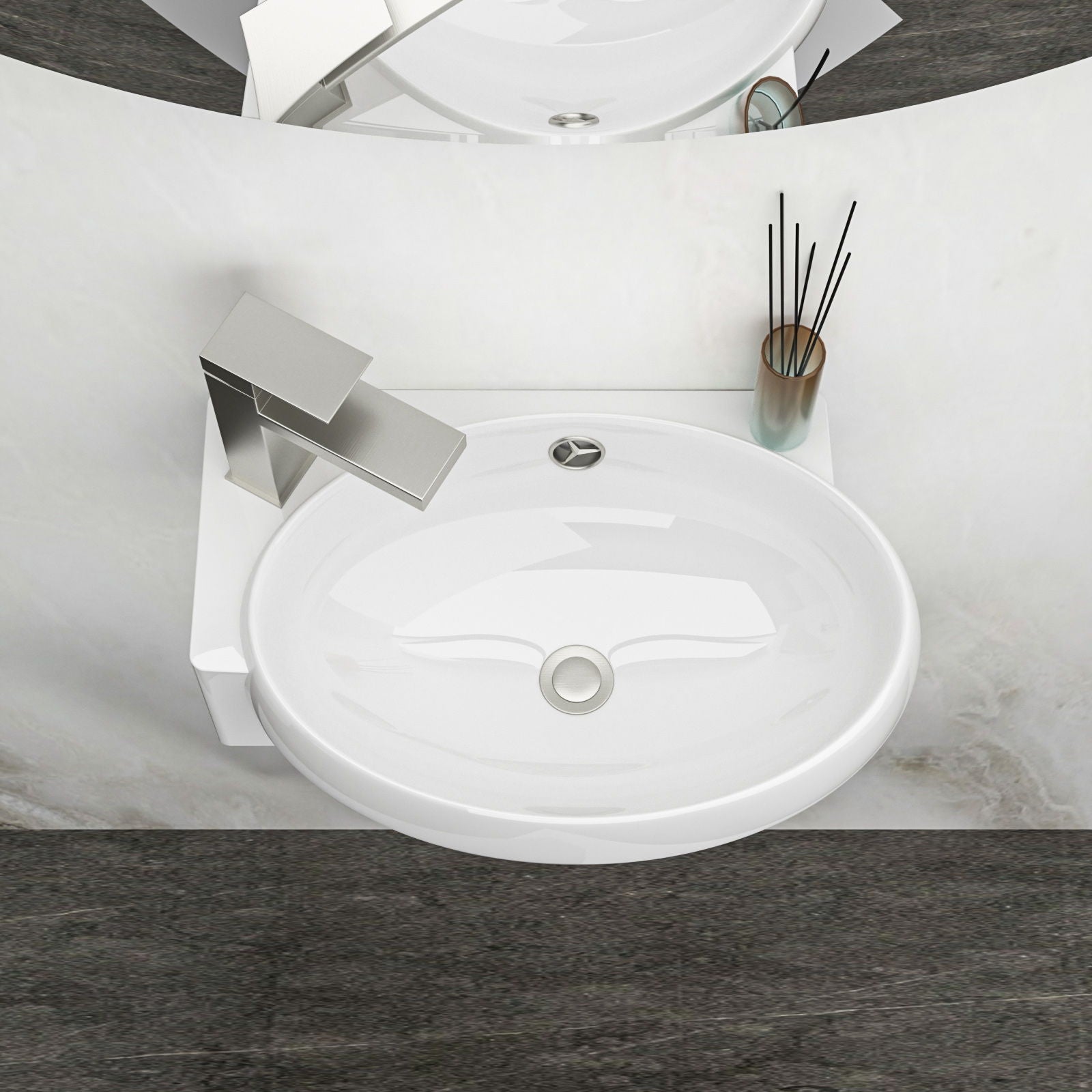 Modern Aesthetic Rectangle Wall Mount Bathroom Sink With Single Faucet Hole by HouseOfZazla