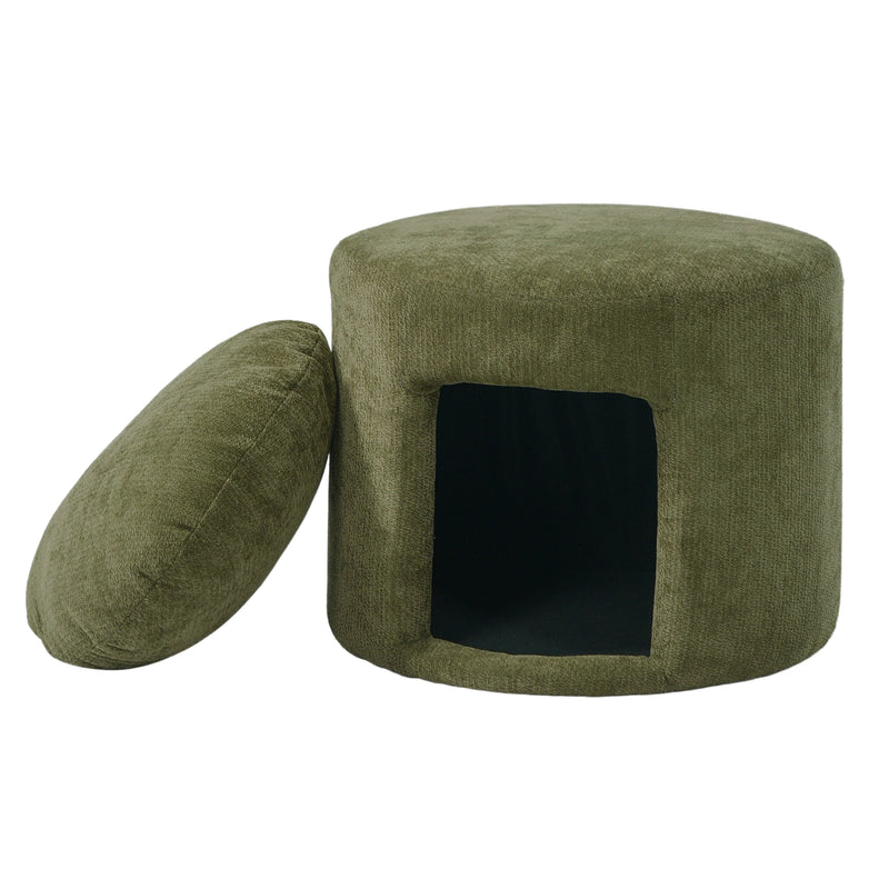 Green Pet Friendly Ottoman with Removable Pet Cushion and Hidden Pet Nook by HouseOfZazla