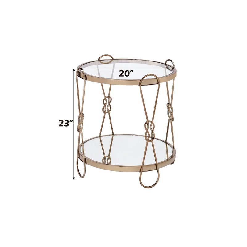 Zekera Mirrored & Champagne Finish End Table by HouseOfZazla