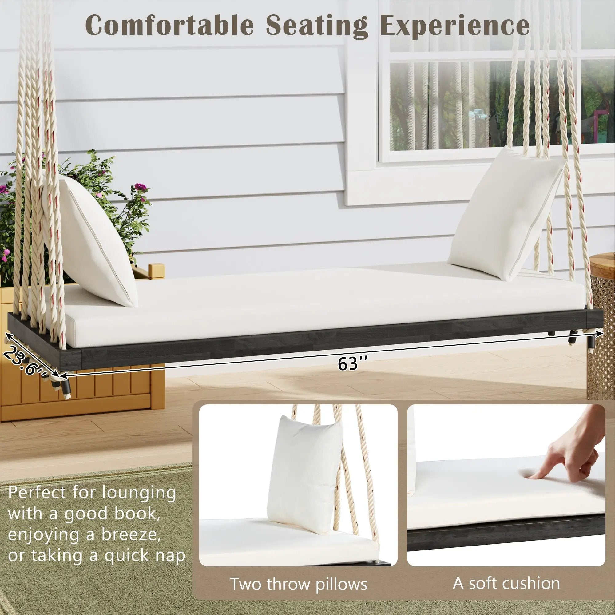 TOPMAX Patio Wooden Swing Chair by HouseOfZazla