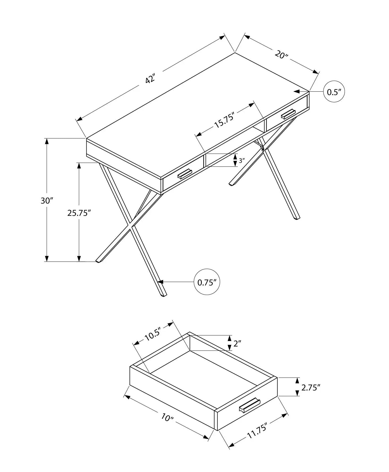 Computer Desk, Home Office, Laptop, Left / Right Set-Up, Storage Drawers, Work, Contemporary, Modern by Unique Piece Furniture