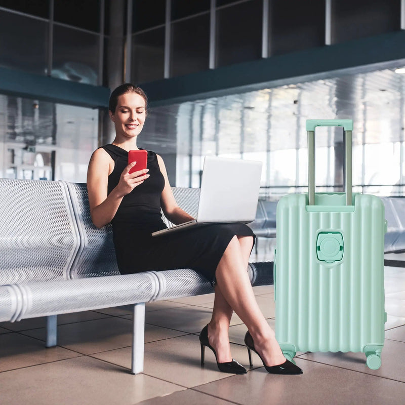 20" / 24" / 28" 3 Pieces / Set Spinner Wheel Luggage, Carry On Suitcase, With Cup Holder & USB Port & Phone Holder by HouseOfZazla