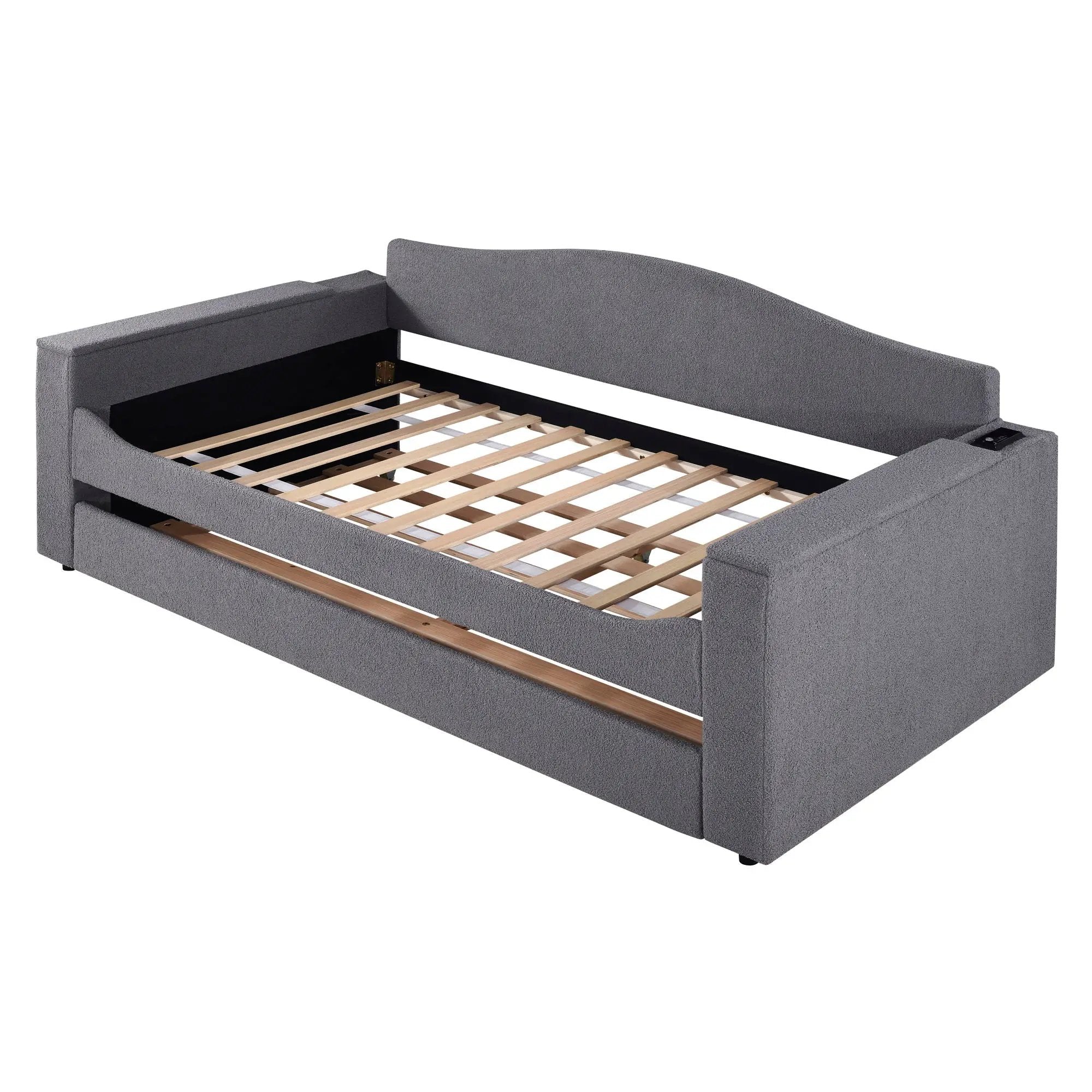 Upholstered Daybed With Storage Armrests, Trundle And Latest Integrated tooth Audio System by HouseOfZazla