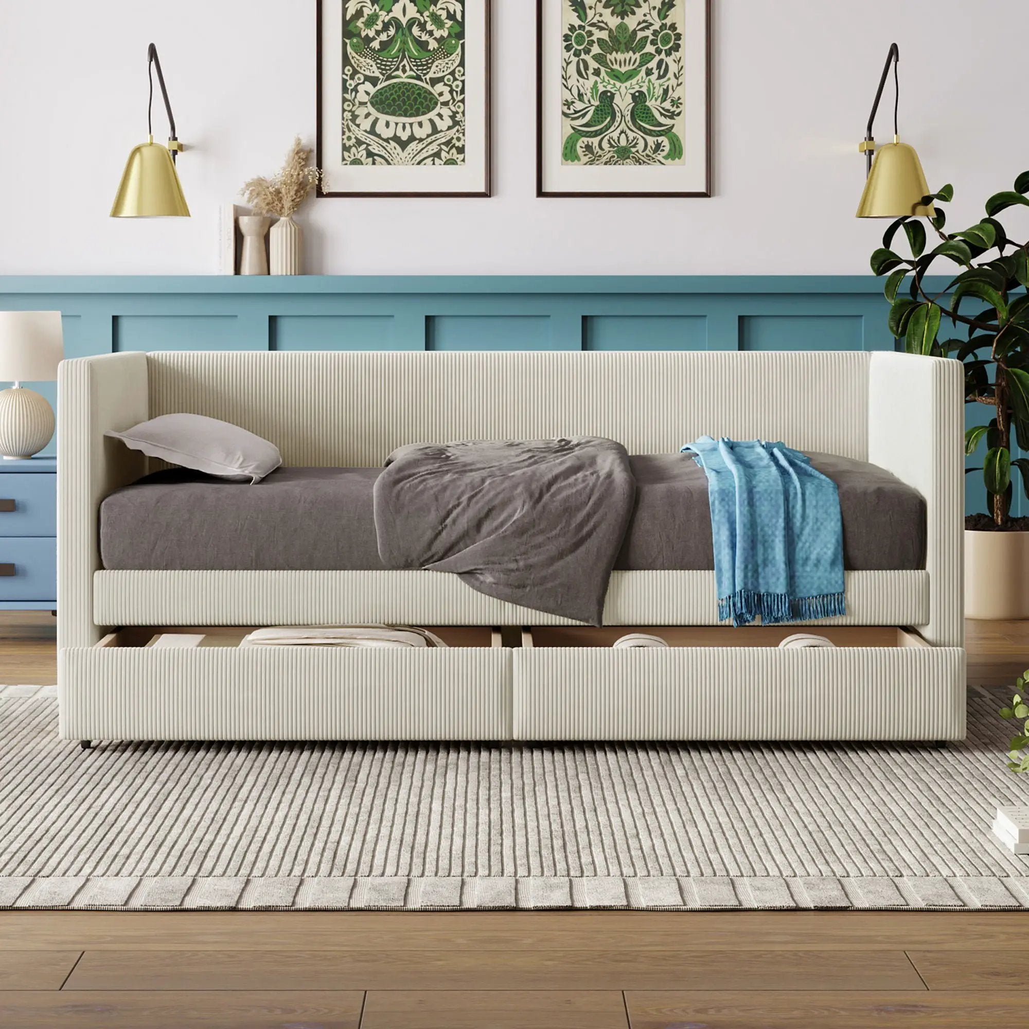 Daybed With Two Drawers And Wood Slat by HouseOfZazla