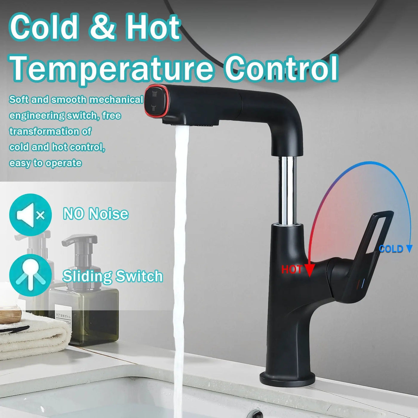 Pull Down Vessel Faucet With Lift Spout & Dual Spray Modes by HouseOfZazla