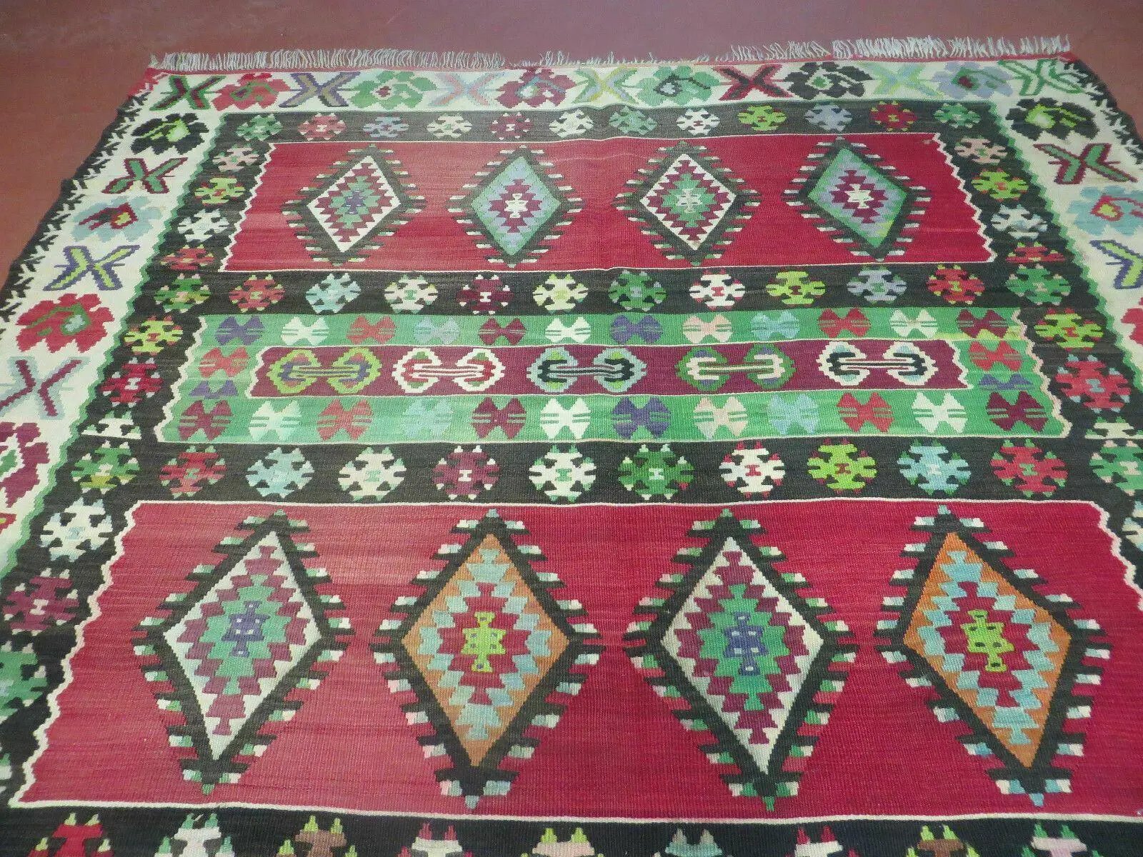 7' X 9' Vintage Turkish Kilim Handmade Flat Weave Wool Rug Veg Dye Nice by Jewel Rugs
