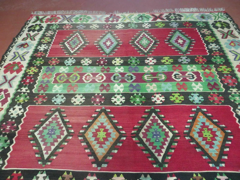 7' X 9' Vintage Turkish Kilim Handmade Flat Weave Wool Rug Veg Dye Nice by Jewel Rugs