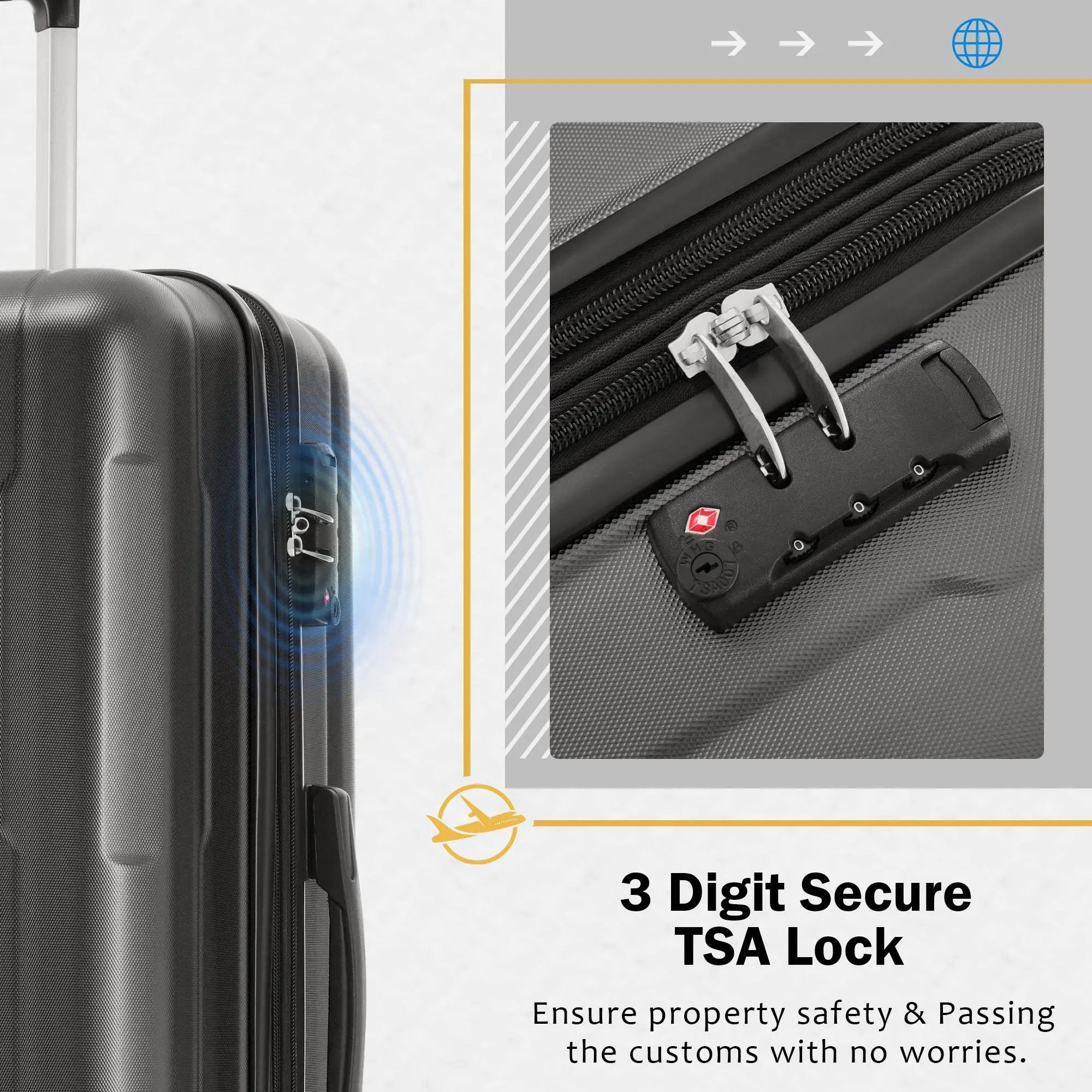 2 Piece Luggage Set With Bags Expanable Spinner Wheels ABS Lightweight Suitcase With Tsa Lock 20" / 28" by HouseOfZazla