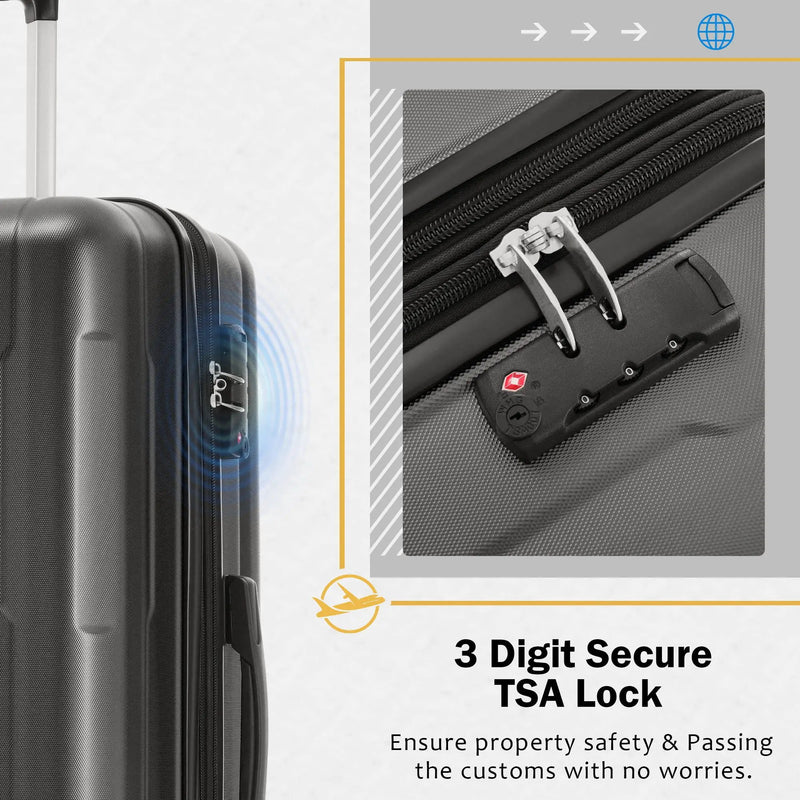 2 Piece Luggage Set With Bags Expanable Spinner Wheels ABS Lightweight Suitcase With Tsa Lock 20" / 28" by HouseOfZazla
