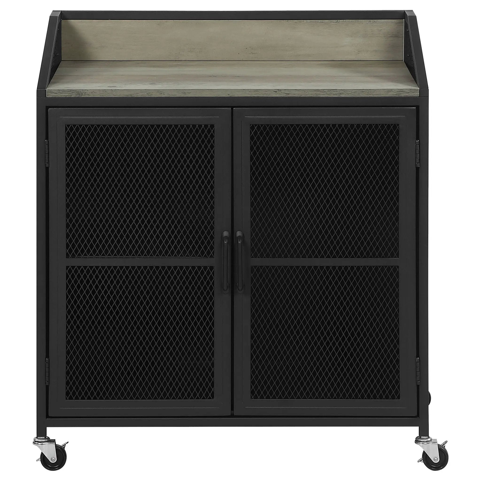 Arlette - 2 Door Mobile Home Bar Wine Cabinet With Smooth Rolling Casters - Black