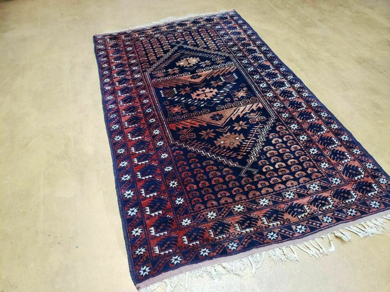 3' 4" X 5' 6" Vintage Handmade Pakistan Balouchi Balouch Tribal Wool Rug Nice by Jewel Rugs