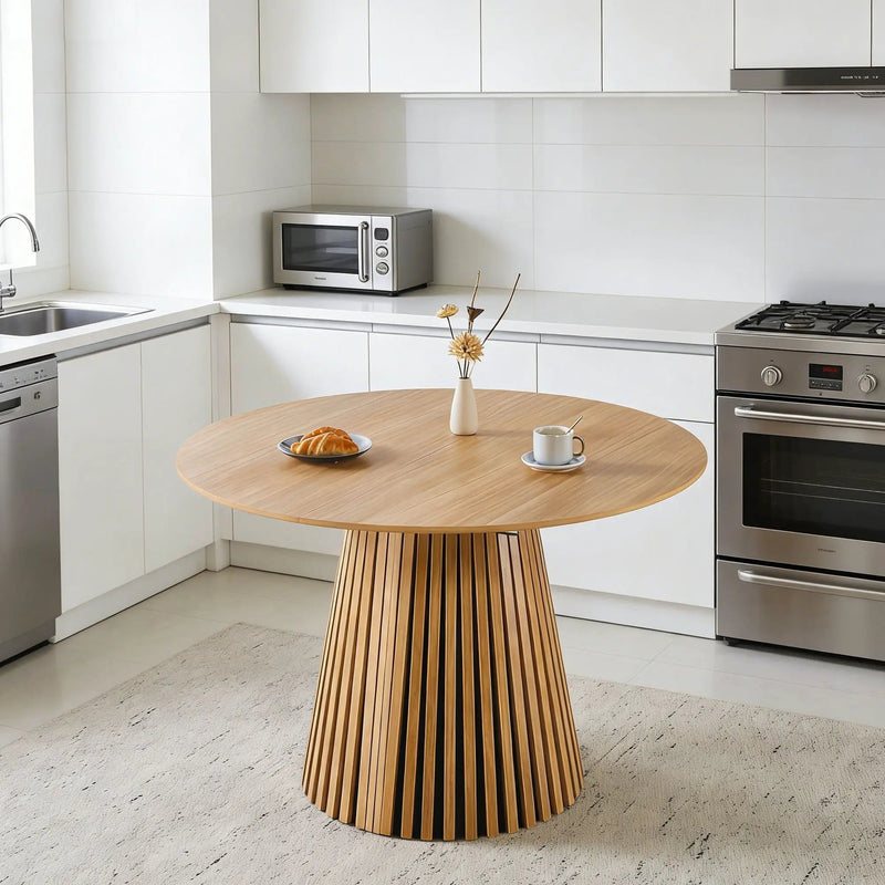 Extendable Pedestal Multifunctional Dining Table - Oak by HouseOfZazla