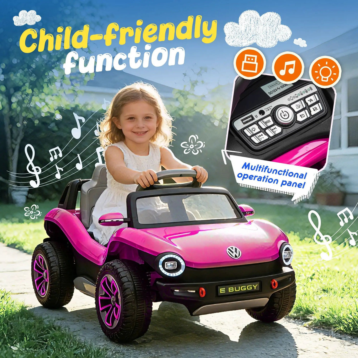 12V Licensed Volkswagen Beetle Kids Ride-On Electric Car by HouseOfZazla