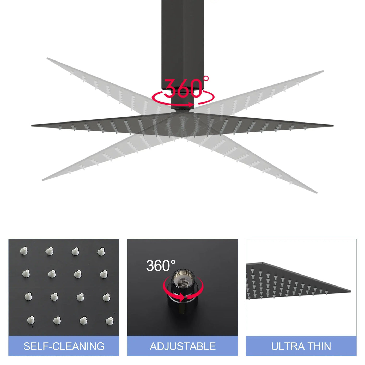 8" Square Rain Shower Head, Ceiling / Wall Mount Stainless Steel Bath Fixture by HouseOfZazla
