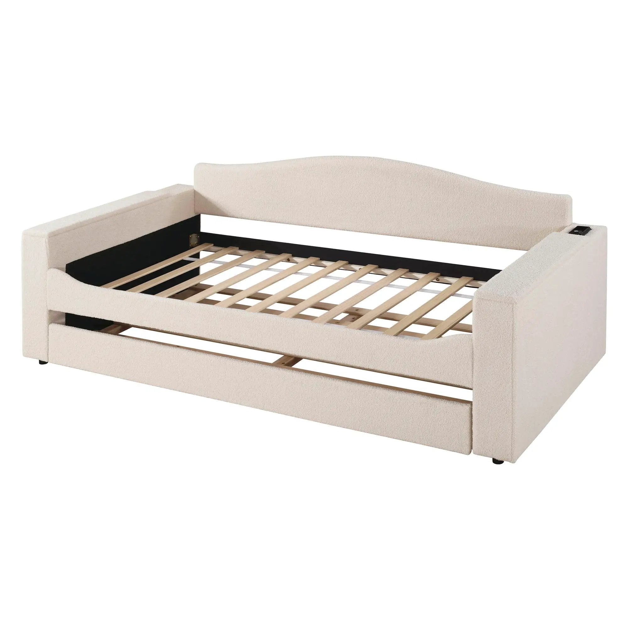 Upholstered Daybed With Storage Armrests, Trundle And Latest Integrated tooth Audio System by Unique Piece Furniture