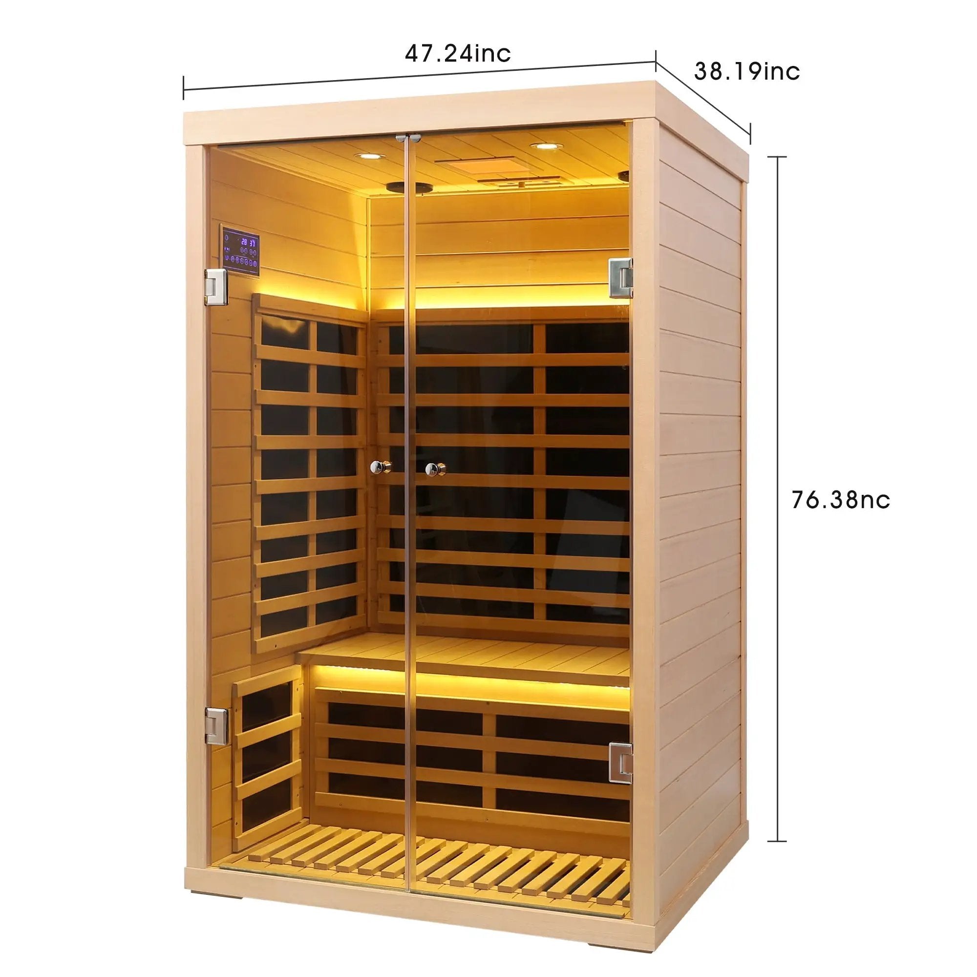 Luxury Indoor Hemlock Infrared Sauna Room with Double Doors and Glass for Two Persons by HouseOfZazla