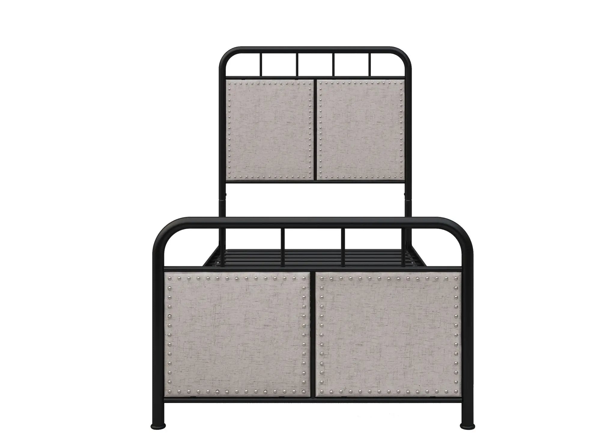 Twin Size Linen Upholstered Platform Metal Bed Frame With Fabric Headboard And Footboard - Brown by Unique Piece Furniture