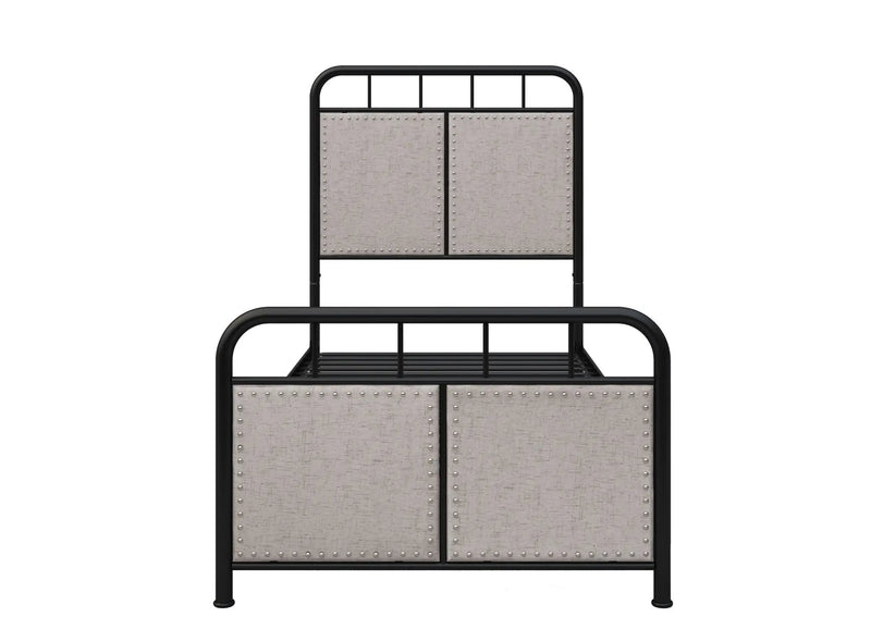 Twin Size Linen Upholstered Platform Metal Bed Frame With Fabric Headboard And Footboard - Brown by HouseOfZazla