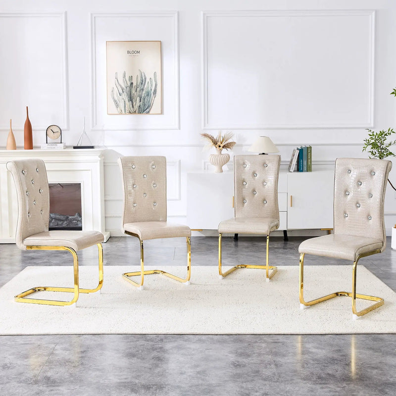 Elegant Design Alligator Skin Upholstered Dining Chairs by Unique Piece Furniture