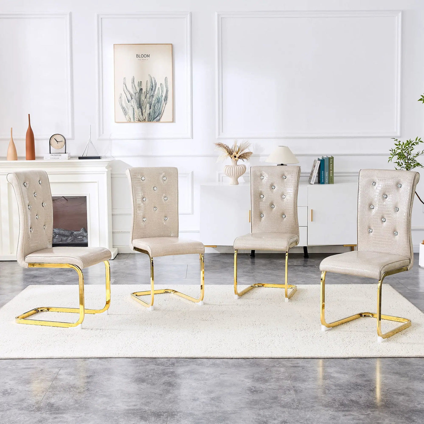 Elegant Design Alligator Skin Upholstered Dining Chairs by Unique Piece Furniture
