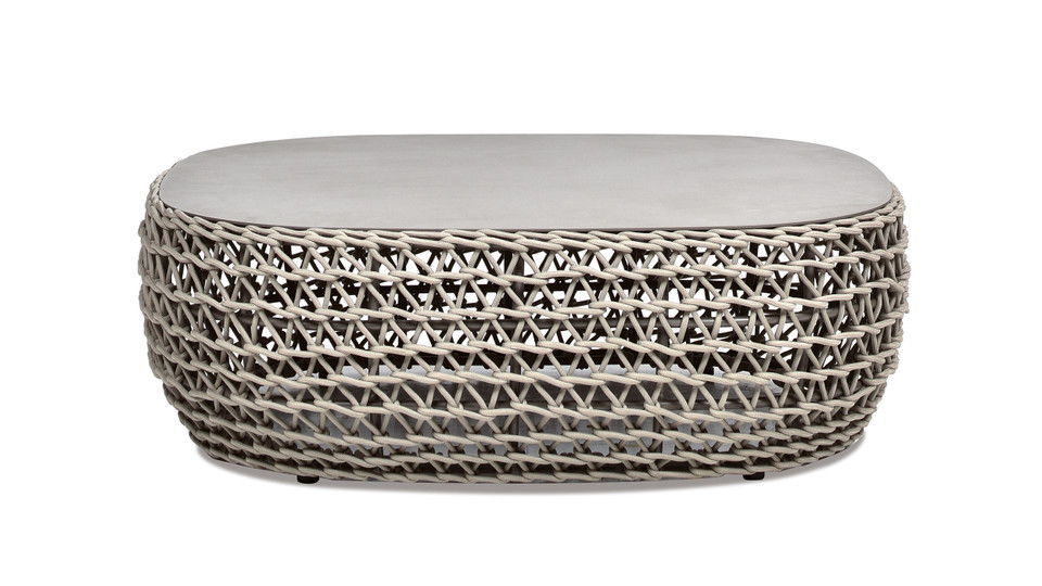 Willow - Oval Woven Patio Coffee Table, Wicker Frame by HouseOfZazla