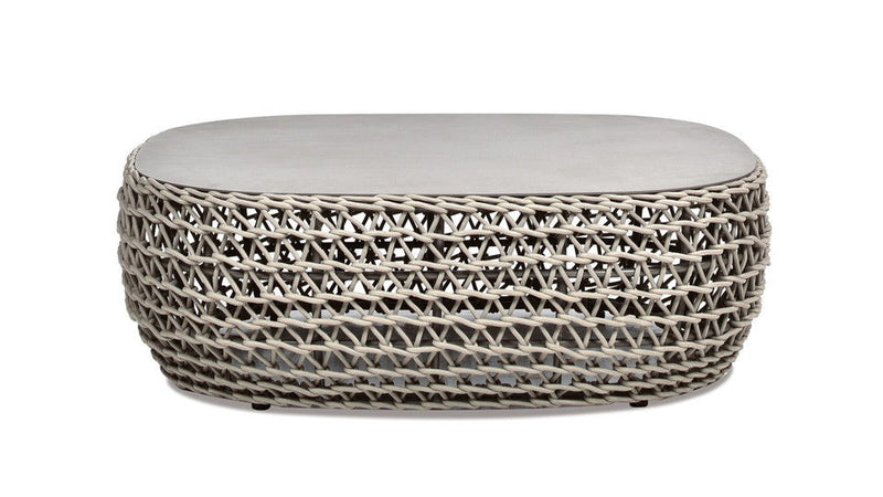 Willow - Oval Woven Patio Coffee Table, Wicker Frame by HouseOfZazla