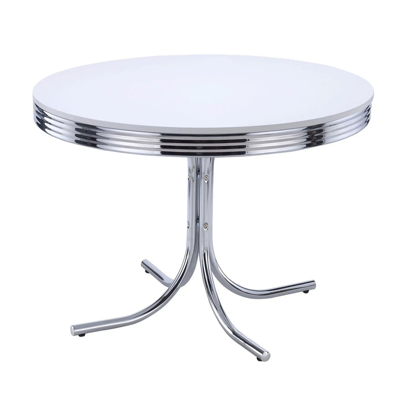 Marla - 5 Piece Dining Set With Round Table And Upholstered Chairs - White by HouseOfZazla