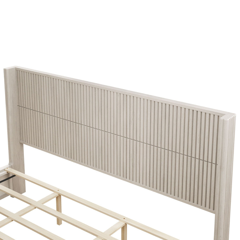 Platform Bed Frame With Headboard, Floor Standing Design by HouseOfZazla